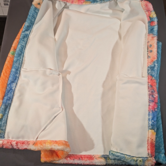 Colorful Fuzzy Floral Jacket Size M - Picture 2 of 5